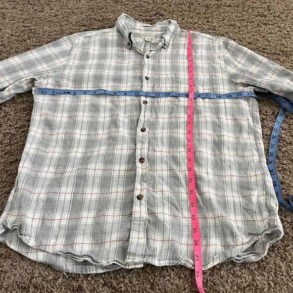 J. CREW Slim Button Down Shirt Men's Large Gray Plaid Brushed Twill 100% Cotton - Picture 3 of 6